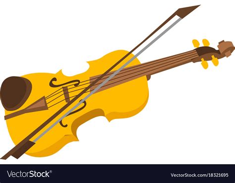 Violin with bow cartoon Royalty Free Vector Image