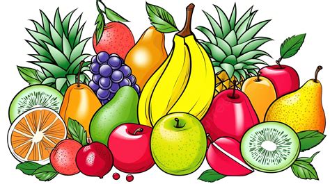 Bunch Of Fruits And Vegetables In This Drawing Background, Fruit ...