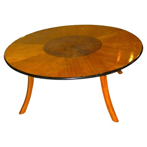 Great art deco custom-design round coffee table with multi color woods | Small Tables | Art Deco ...