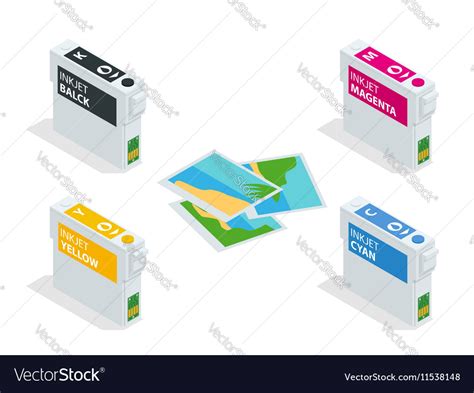 Isometric cmyk set of cartridges for ink jet Vector Image