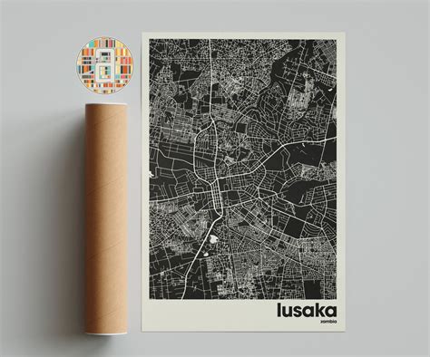 Lusaka Colorful Map, City of Lusaka Map, Lusaka Minimalist Map, Lusaka ...