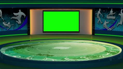 Sports TV studio set virtual green screen background loop - YouTube