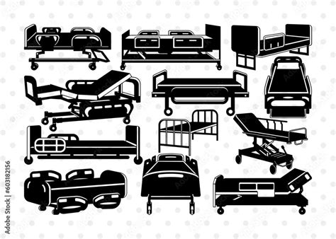 Hospital Bed Silhouette, Electric ICU Bed SVG, Electric Hospital Bed Svg, Patient Bed Svg ...