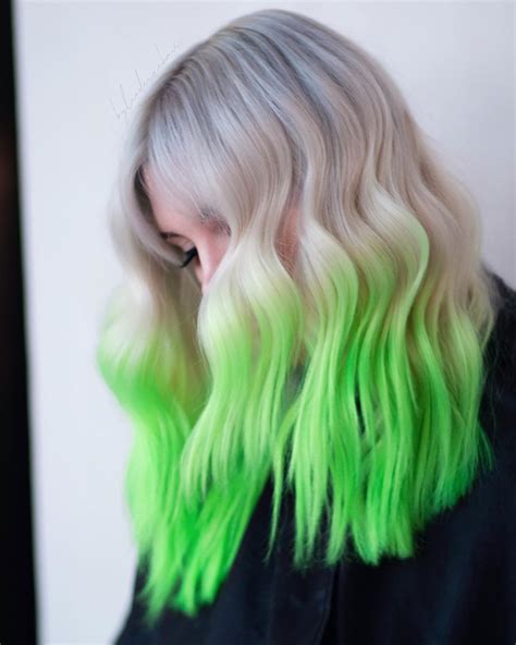 Neon Green Dream | Colored hair tips, Neon hair color, Green hair dye