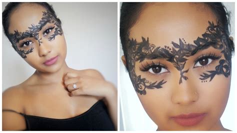 Lace Masquerade Mask DIY Halloween Makeup - YouTube