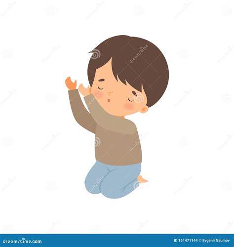 Little Boy Kneeling and Praying Cartoon Vector Illustration Stock Vector - Illustration of pray ...