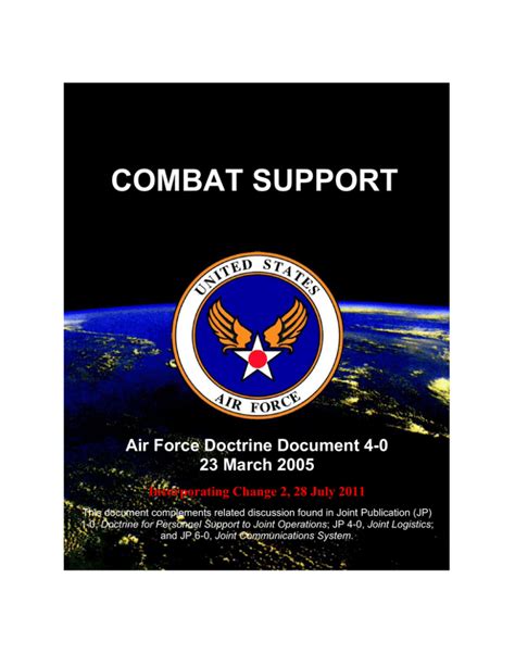 COMBAT SUPPORT Air Force Doctrine Document 4-0 23 March 2005