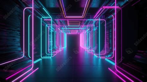 Neon Light In Hallway With Neon Lights Powerpoint Background For Free Download - Slidesdocs