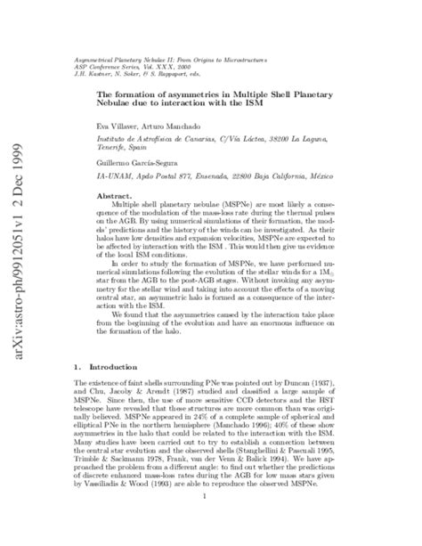 (PDF) The Formation of Asymmetries in Multiple Shell Planetary Nebulae Due to Interaction with ...