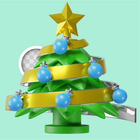 Free PSD | Christmas tree with christmas spheres 3d illustration