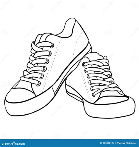 Ejemplo Blanco Y Negro Del Contorno De Zapatillas De Deporte Ilustración del Vector ...