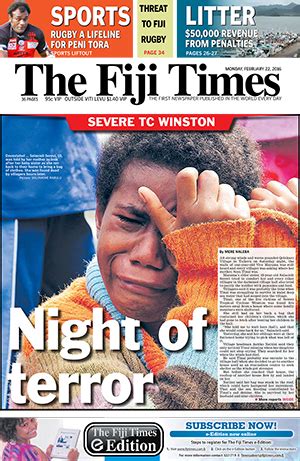 Fiji Times praises resilience of people in face of Winston’s ‘shocking, frightening’ fury | Asia ...