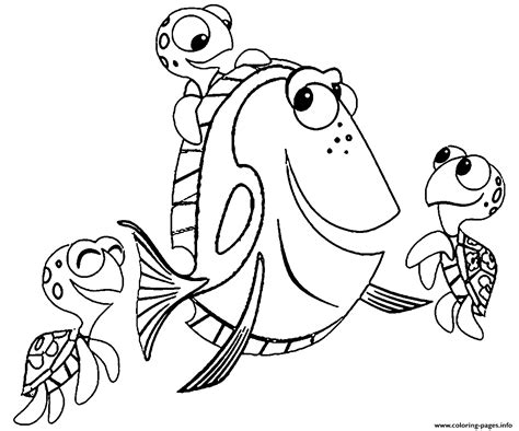 Dory Disney Finding Nemo Turtles And Fish Coloring Pages Printable