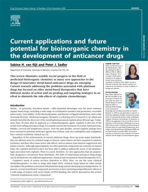 Current applications and future potential for bioinorganic chemistry ...