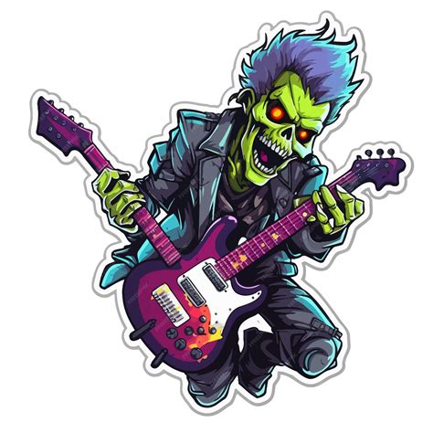 Premium Vector | Cute zombie playing electric guitar