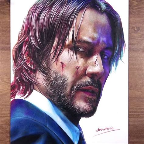 drawholic no Instagram: “Drawing John Wick using colored pencils.🔫 # ...