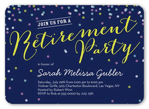 Retirement Confetti 5x7 Invitation Card | Party Invitations | Shutterfly