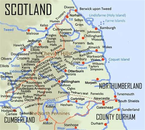 Border Reiver Map | Northumberland map, Scotland history, Map of great ...