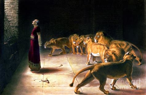 Daniel in the Lions Den Oil Painting Painting by Briton Riviere - Pixels