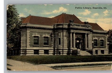 Danville, IL - Public Library - Old Postcard. | Public library ...