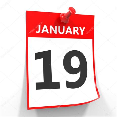 19 january calendar sheet with red pin. — Stock Photo © iCreative3D #89667072