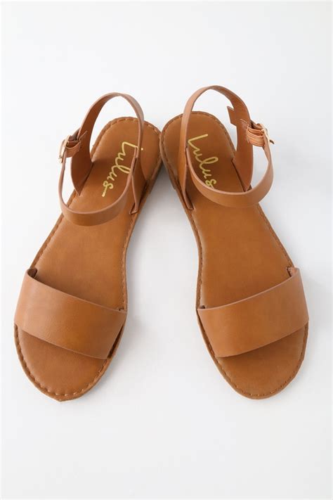 Cute Tan Sandals - Flat Sandals - Ankle Strap Sandals - Lulus