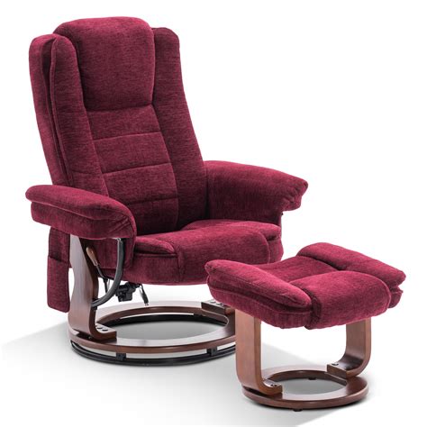 Mcombo Recliner Chair with Ottoman, Fabric Accent Chair with Vibration ...