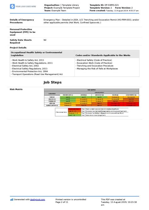 Excavation Safety Plan Template, Web purpose this program outlines procedures and guidelines for ...