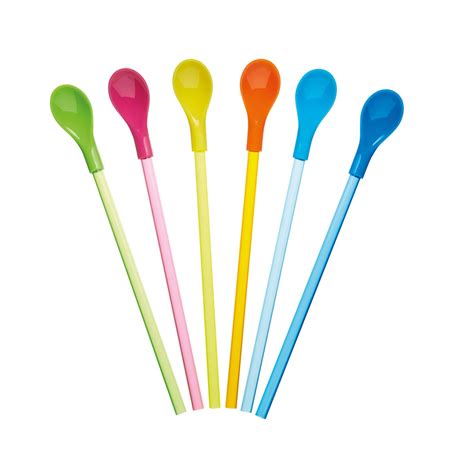 KitchenCraft Plastic Spoon Straws, 23.5 cm (Set of 6), Multi/Colour, 32x10.5x2 cm: Amazon.co.uk ...