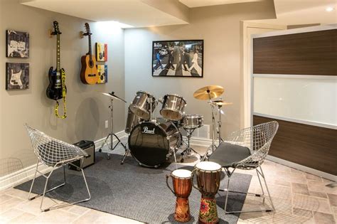 contemporary basement by Biondi Decor | Home music rooms, Music studio room, Music room design