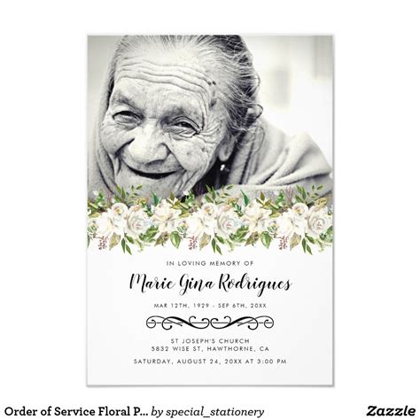 Order of Service Floral Photo Funeral Program | Zazzle.com | Order of service, Funeral program ...