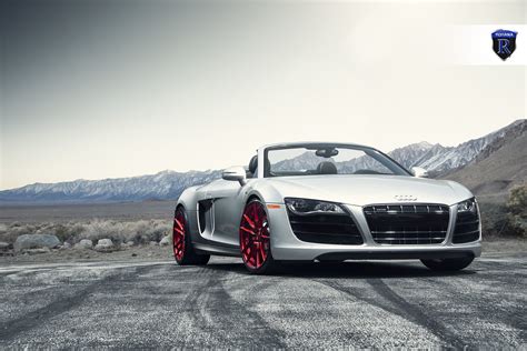 Audi R8 Convertible on Red Custom Wheels by Rohana — CARiD.com Gallery