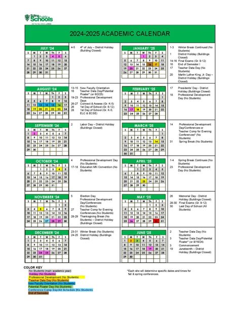 Edina Public Schools Calendar 2024-25 PDF | Academic Schedule