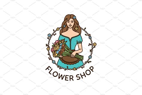 Flower Shop Logo | Creative Illustrator Templates ~ Creative Market