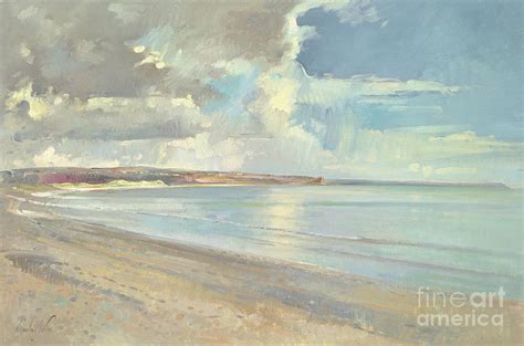 Reflected Clouds Oxwich Beach Painting by Timothy Easton