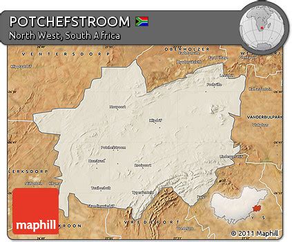 Free Shaded Relief Map of POTCHEFSTROOM, satellite outside