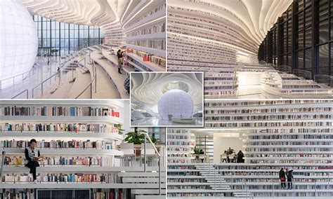 China's Tianjin Binhai Public Library revealed in photos | Daily Mail Online