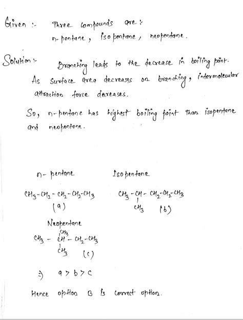 Rank The Following Compounds According To Their Boiling Point Pentane