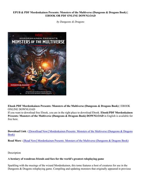 Download PDF/Epub Mordenkainen Presents: Monsters of the Multiverse (Dungeons & Dragons Book ...