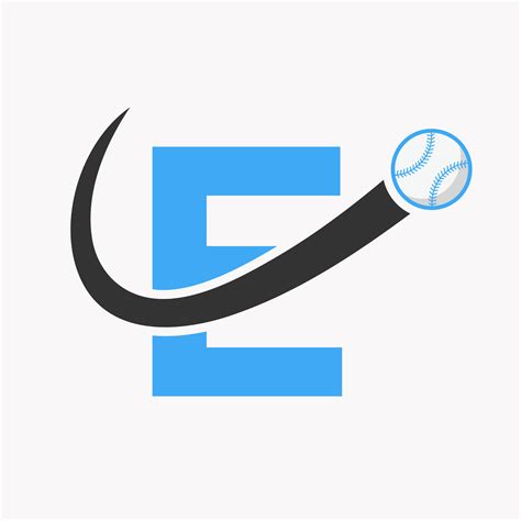 Letter E Baseball Logo Concept With Moving Baseball Icon Vector ...