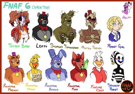 FNAFNG_FNAF 6 Characters by NamyGaga | Fnaf, Fnaf drawings, Anime fnaf