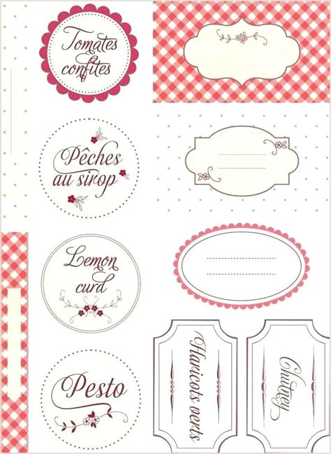 various labels and stickers for food items on a white background with red checkered tablecloth