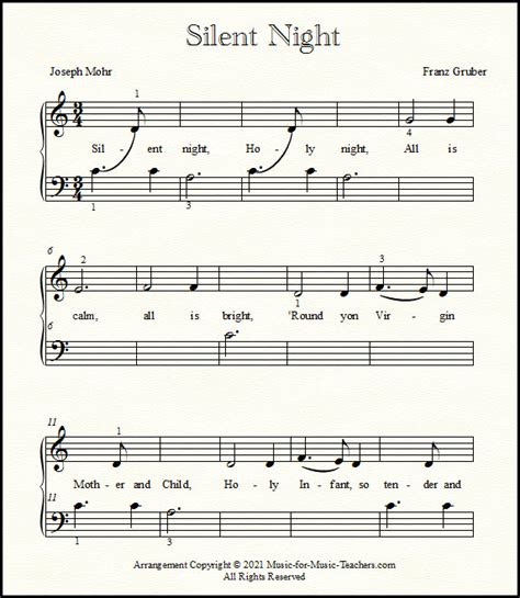 Silent Night Easy Piano Sheet Music Free - Granados Prank1975