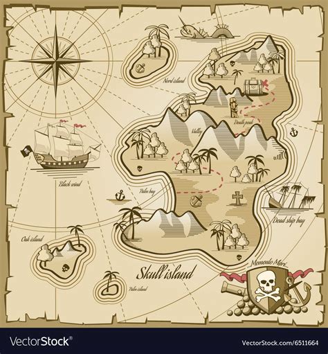 Treasure island map in hand drawn style Royalty Free Vector | Mapas de piratas, Ilustração de ...