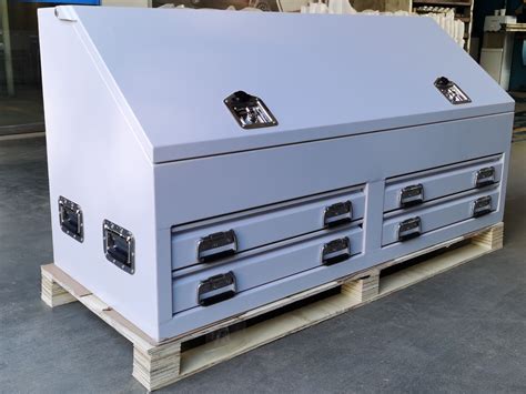 White Steel Toolbox 1500mm Truck Box Industrial Ute Box With 2 Drawers & Shelves