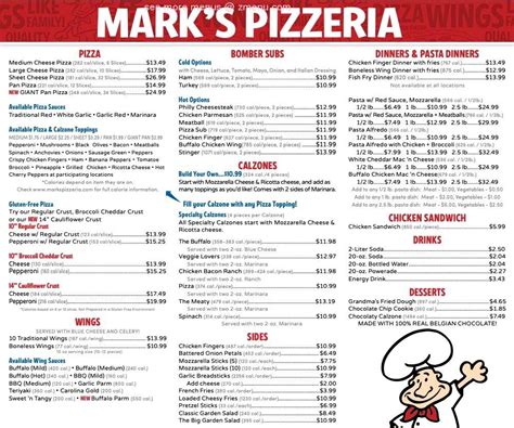 Menu at Mark's Pizzeria, Penn Yan