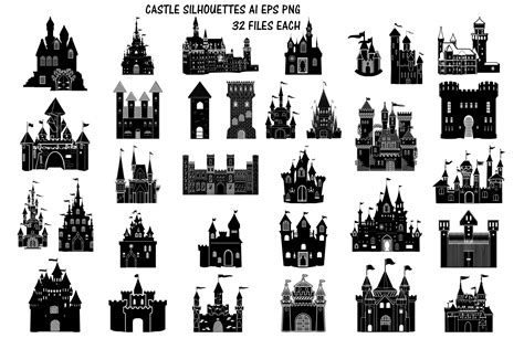 Castle Silhouettes AI EPS PNG By Me and Ameliè | TheHungryJPEG