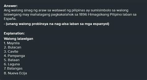 Ano Ang sumisimbolo sa walong sinag ng araw sa watawat - Brainly.ph