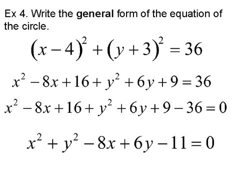 REVIEW Standard Form of a Circle REVIEW General