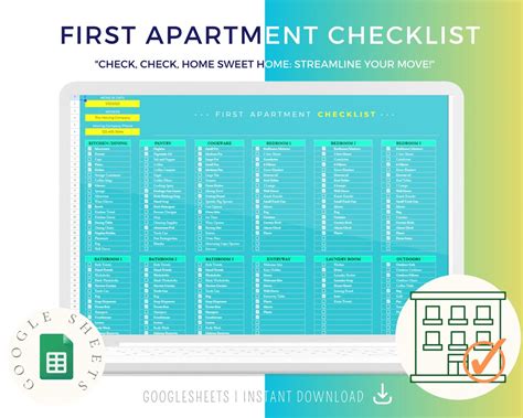 New Apartment Checklist Planner Template Excel Spreadsheet, First Apartment Furnishings List ...